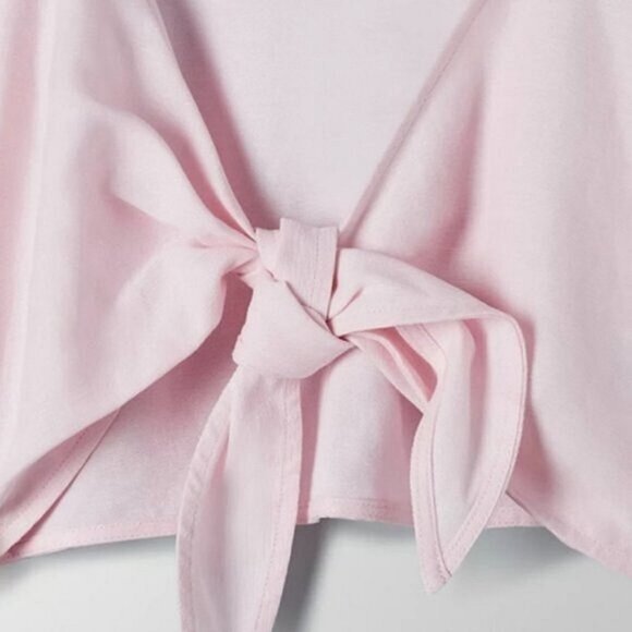 Aritzia Wilfred Venus Magnolia Cropped Tie front Blouse - Picture 2 of 12